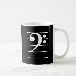 Weißer Bass Clever über das Musikinstrument für di Kaffeetasse