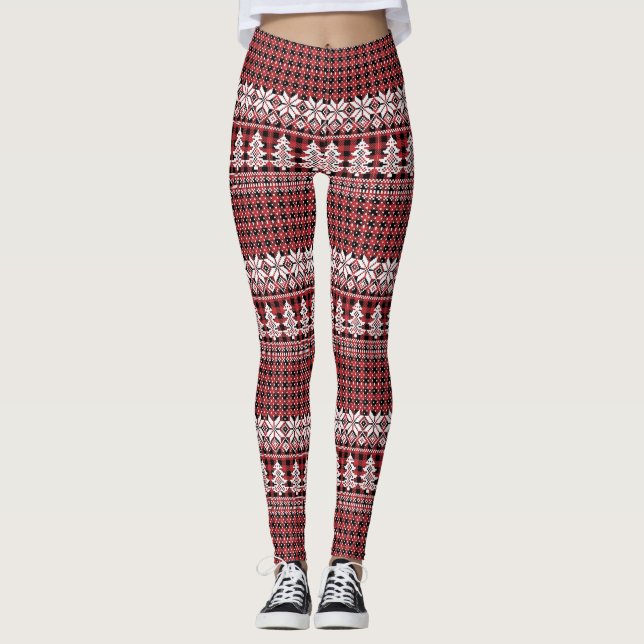 Weißer Baum und Schneeflocken-Leggings Leggings (Vorderseite)