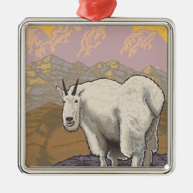 Weißer Berg GoatUtah Silbernes Ornament (Vorne)