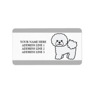 Weißer Bichon Frise Hund und personalisierter Text Adressaufkleber