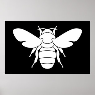 Weißer Bienen-Kunst-Druck Poster
