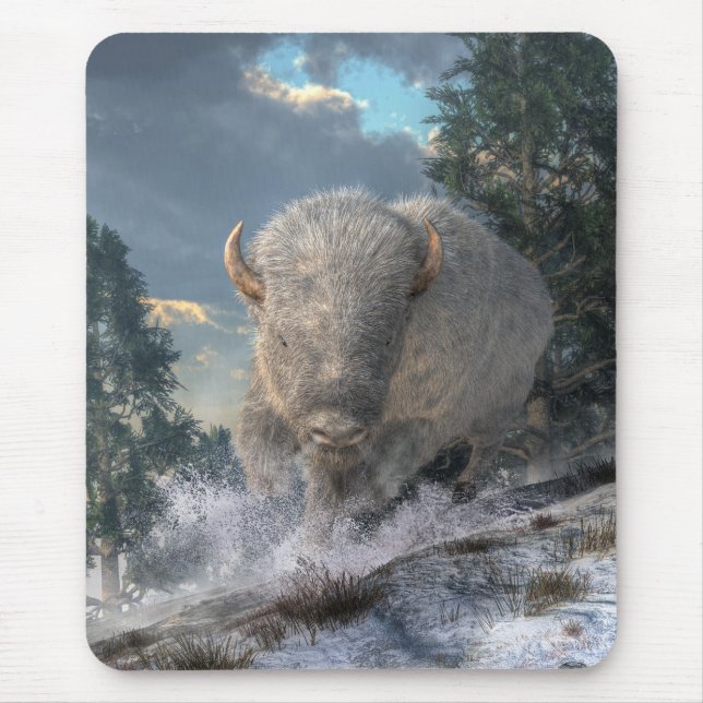 Weißer Bison Mousepad (Vorne)