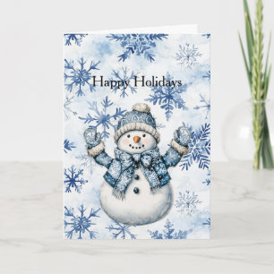 Weißer blauer Schneemann Weihnachten Karte
