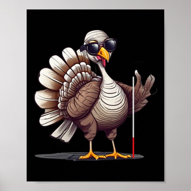 Weißer-Blindenstock-Bewusstseins-Thanksgiving-Coms Poster (Vorne)