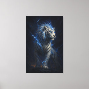 Weißer Blitz-Tiger – Fantasy-Kunst des elektrische Leinwanddruck