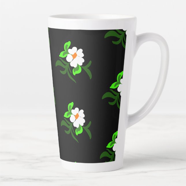 Weißer Blume, schwarzer Hintergrund Aluminiumwasse Milchtasse (Rechts)
