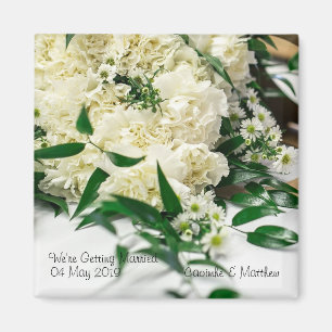 Weißer Blumen-Blumenstrauß-Save the Date Magnet