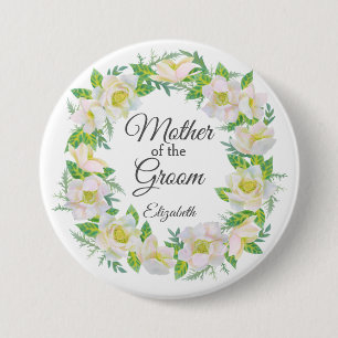 Weißer Blumenkranz Mutter der Brautjungfer Button