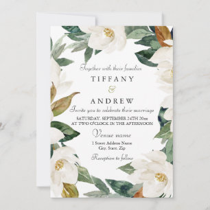 Weißer Blumenreath Elegante Hochzeit der Blumen Einladung