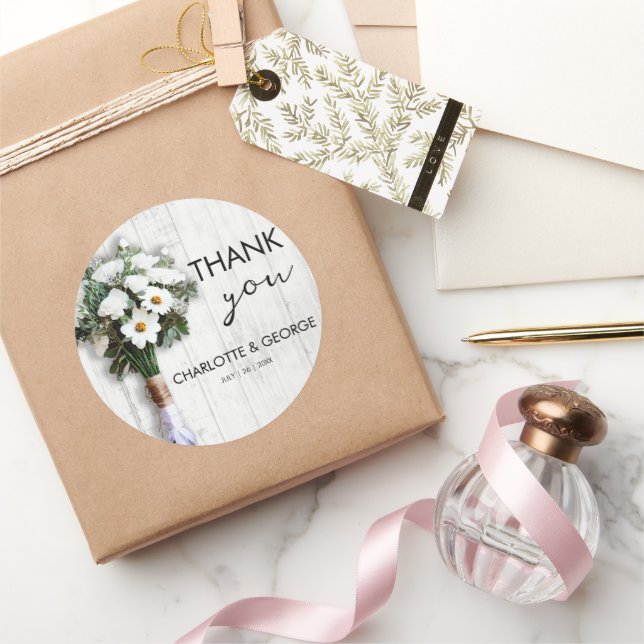 Weißer Blumenstrauß Runder Aufkleber (Schenken)