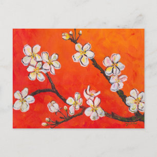 Weißer Blumenzweig im Frühling Postkarte