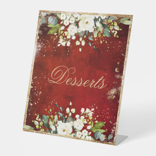 Weißer Blütengoldbeil Gerahmt Sockelschild (Vorderseite)