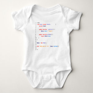 Weißer Body baby hello world php Baby Strampler