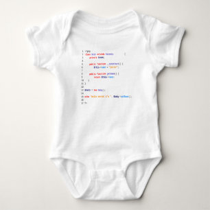 Weißer Body baby hello world php Strampler