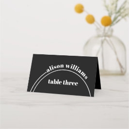 Weißer Bogen und Typografie Schwarz-Minimalistisch Platzkarte