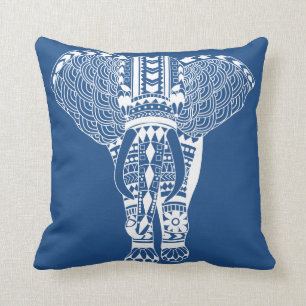 Weißer Bohemischer Stammes- Elefant Kissen