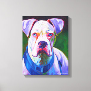 Weißer Boxer auf eingewickelter Leinwand