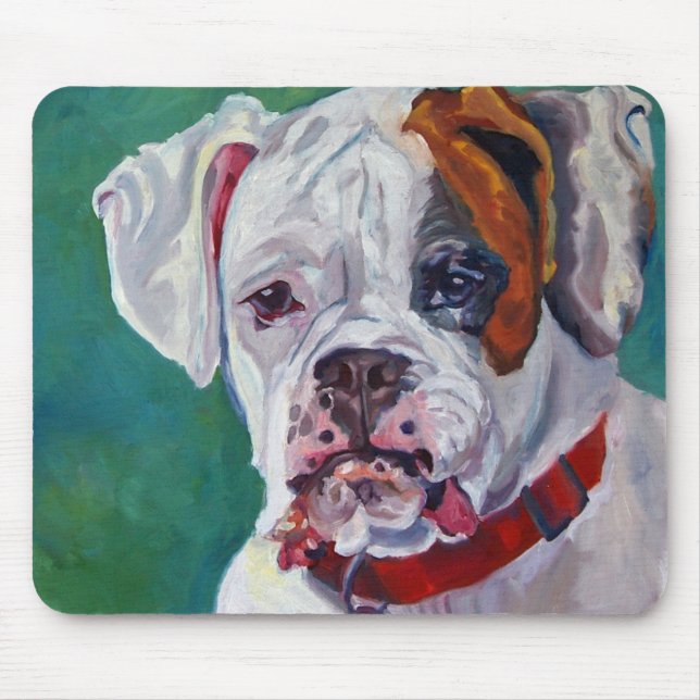 Weißer Boxer-Hund Mousepad (Vorne)