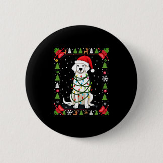 Weißer Boxerhund hässlicher Weihnachtspullover lus Button