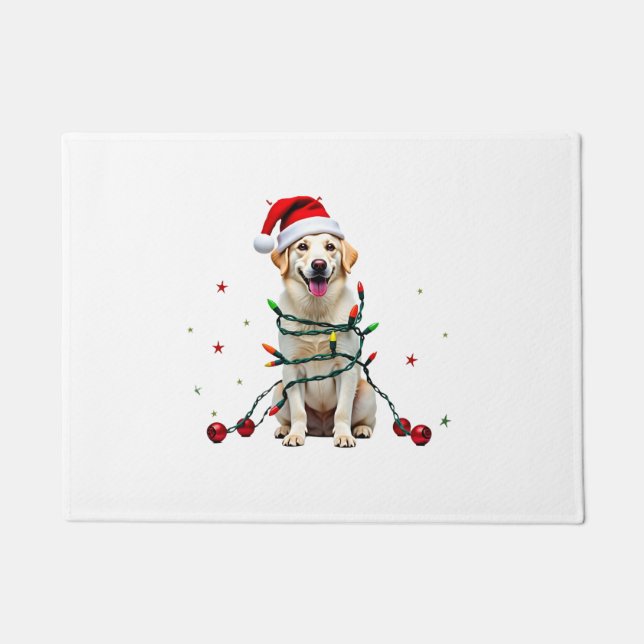 Weißer Boxerhund hässlicher Weihnachtspullover lus Fußmatte (Vorderseite)