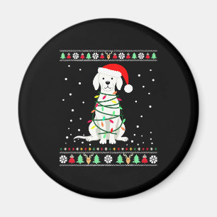 Weißer Boxerhund hässlicher Weihnachtspullover lus Magnet