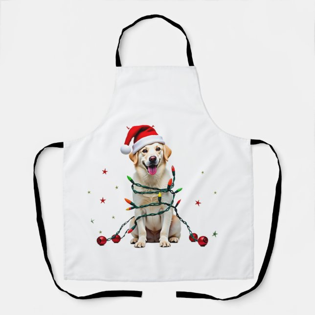 Weißer Boxerhund hässlicher Weihnachtspullover lus Schürze (Vorderseite)