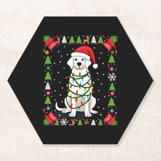 Weißer Boxerhund hässlicher Weihnachtspullover lus Untersetzer