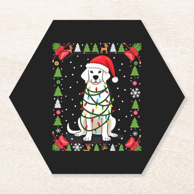 Weißer Boxerhund hässlicher Weihnachtspullover lus Untersetzer (Vorderseite)