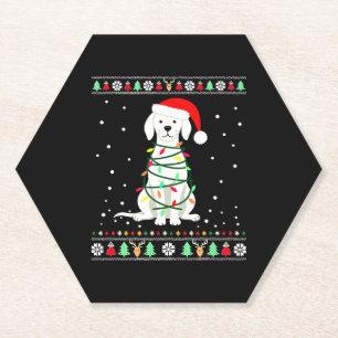 Weißer Boxerhund hässlicher Weihnachtspullover lus Untersetzer