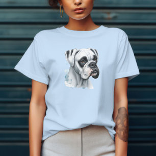 Weißer Boxerhund in Aquarell T-Shirt