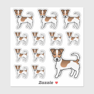 Weißer & Brauner Rauhhaariger Jack Russell Terrier Aufkleber