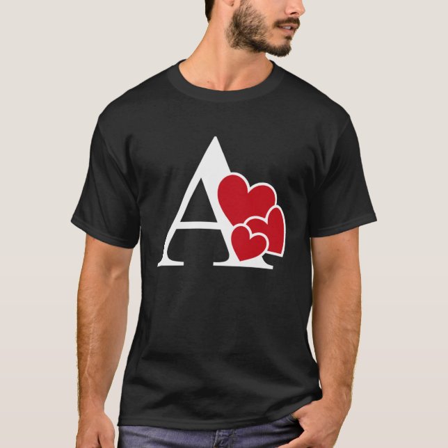 Weißer Brief Eine minimale Herzmonogramm g T-Shirt (Vorderseite)