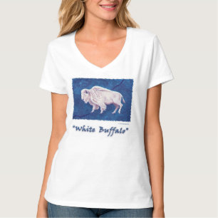 Weißer Büffel-Vollmond auf Blau T-Shirt