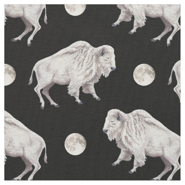 Weißer Büffel-Vollmond Stoff (Nahaufnahme)