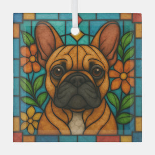 Weißer Bulldoghund "gesteinigtes Glas" Ornament Aus Glas
