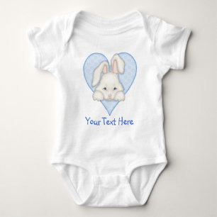 Weißer Bunny - Blau Baby Strampler