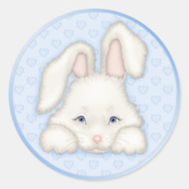 Weißer Bunny - Blau Runder Aufkleber