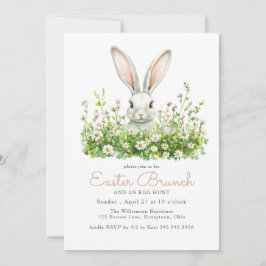 Weißer Bunny und Florals Ostern Brunch Eierjagd Einladung