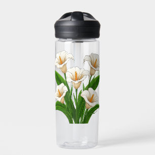 Weißer Calla-Lilien-Strauß mit grünen Blättern Trinkflasche