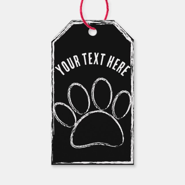 Weißer Chalet Paw Drucken benutzerdefinierter Text Geschenkanhänger (Vorderseite)