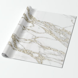Weißer Champagner Gold Glitzer Marmor Stone Lux Geschenkpapier