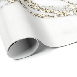 Weißer Champagner Gold Glitzer Marmor Stone Lux Geschenkpapier