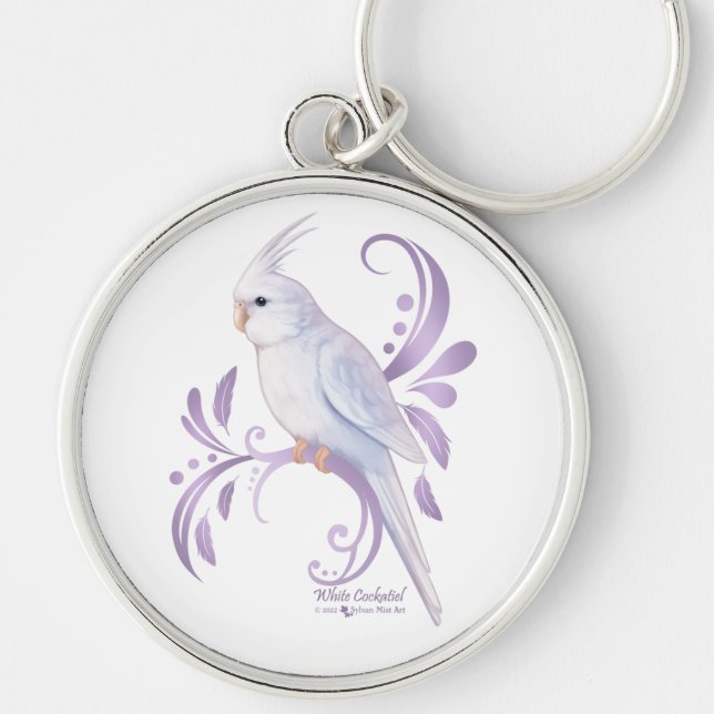 Weißer Cockatiel Schlüsselanhänger (Vorne)
