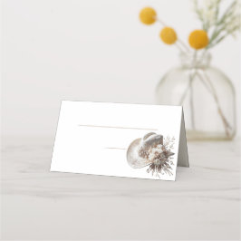 Weißer Cowgirl-Hut mit Blume Platzkarte