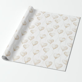 Weißer Creme Herzballoons Geburtstag Geschenkpapier
