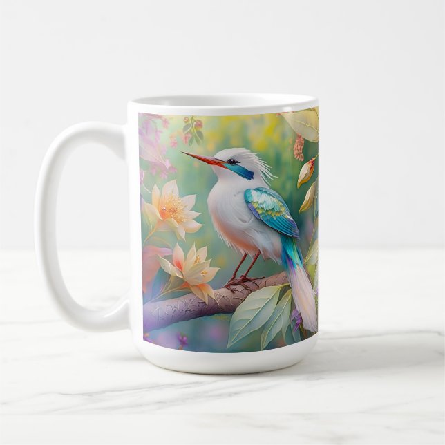 Weißer Crew Aquamariner Wing Fantasy Bird Kaffeetasse (Links)