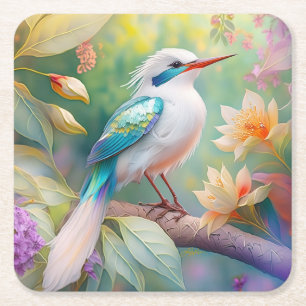 Weißer Crew Aquamariner Wing Fantasy Bird Rechteckiger Pappuntersetzer