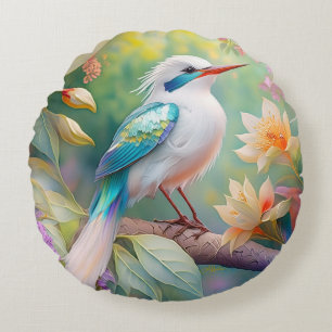 Weißer Crew Aquamariner Wing Fantasy Bird Rundes Kissen