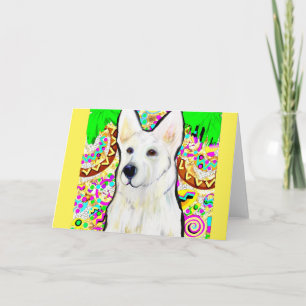 Weißer Deutscher Schäferhund Bling Feiertagskarte