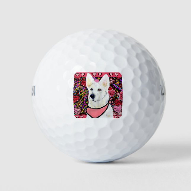 Weisser Deutscher Schäferhund Golfball (Vorderseite)